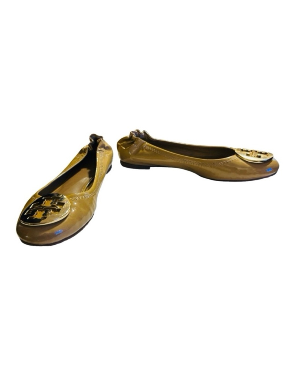Tory Burch Reva Ballet Flats Beige Comfy Patent Leather Size 6 NWOT